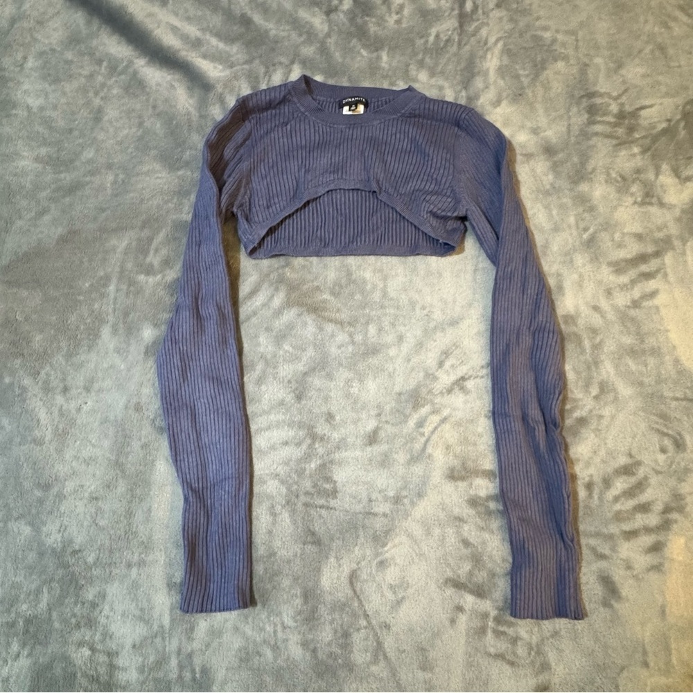 Dynamite Ribbed Blue Long Sleeve Crop Top

#1393